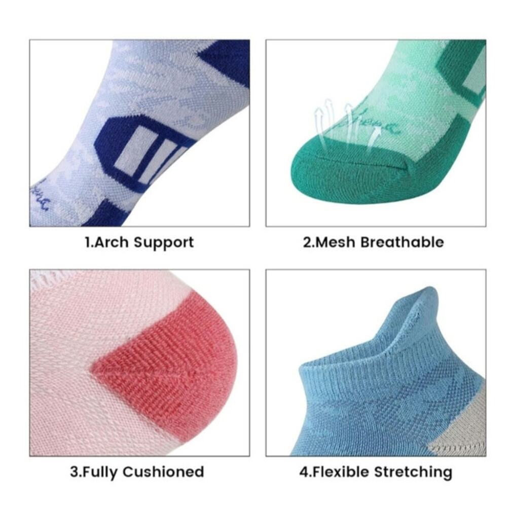 Women's Ultra-Comfort Ankle Socks 6-Pack Colorful Arch Support Breathable S6 - Picture 3 of 8